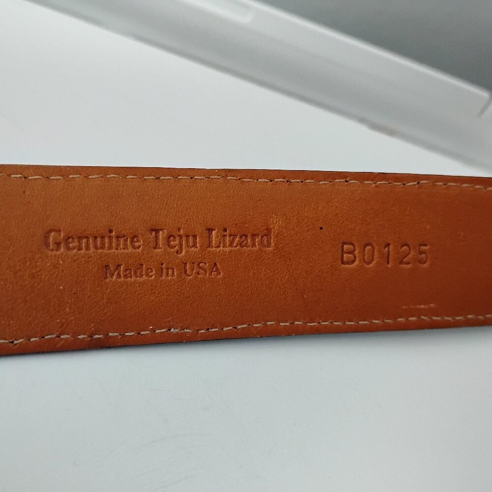❤️Rare CLINT ORMS GREG JENSEN STERLING BUCKLE  & LUCCHESE Teju Lizard Belt 31-35 - Picture 8 of 11